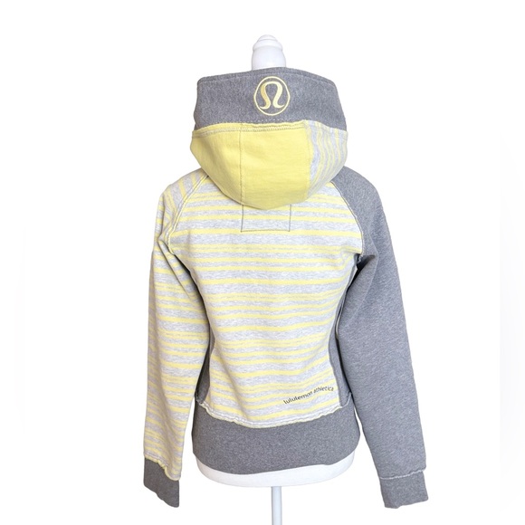 Lululemon Scuba Hoodie Colorblock Yellow Stripe Grey Size 6 - Picture 3 of 6